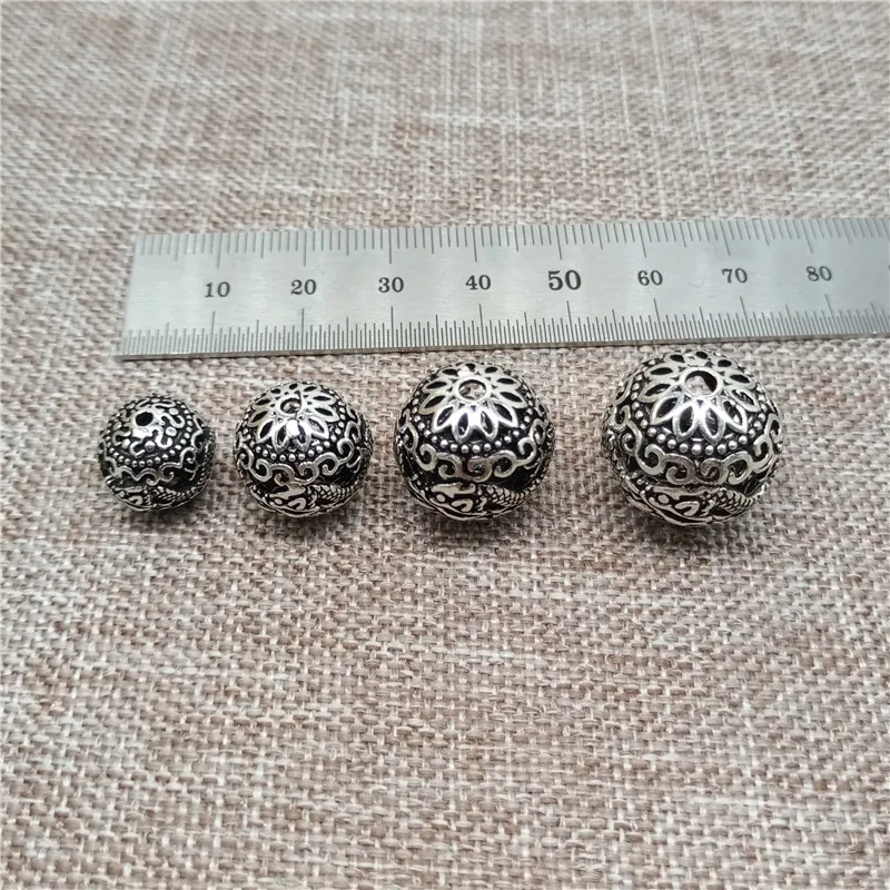 Sterling Silver Dragon Round Ball Bead 8mm 10mm 13.5mm 15.5mm for Bracelet Necklace