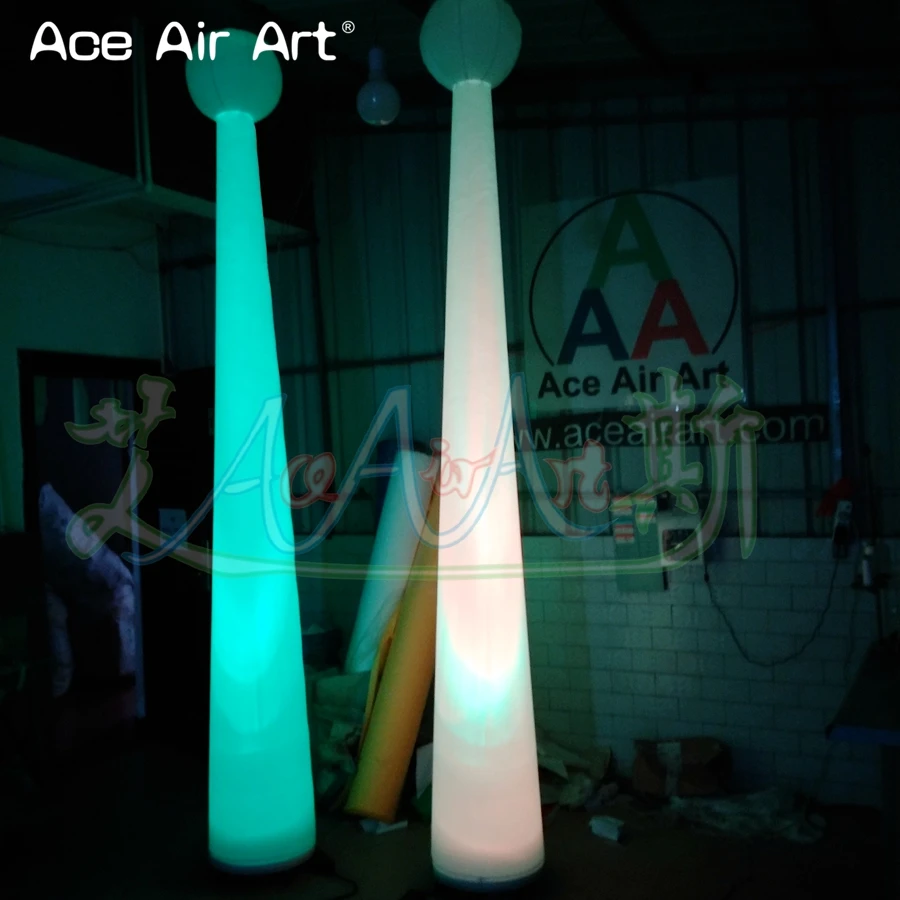 

2 PCS 2.4m H Inflatable LED Pillars With A Ball Straight Cones Wedding Party Decoration For Sale