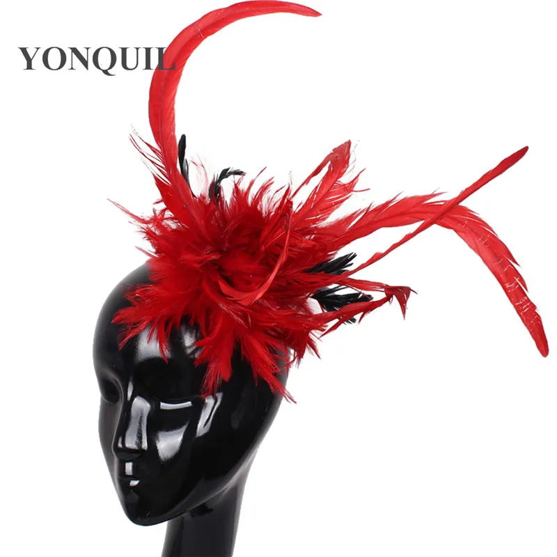 New Fashion Women Feather Fascinators Floral Flowers Hair Clip Bridal Hair Accessories can be Brooch for Wedding Headbands