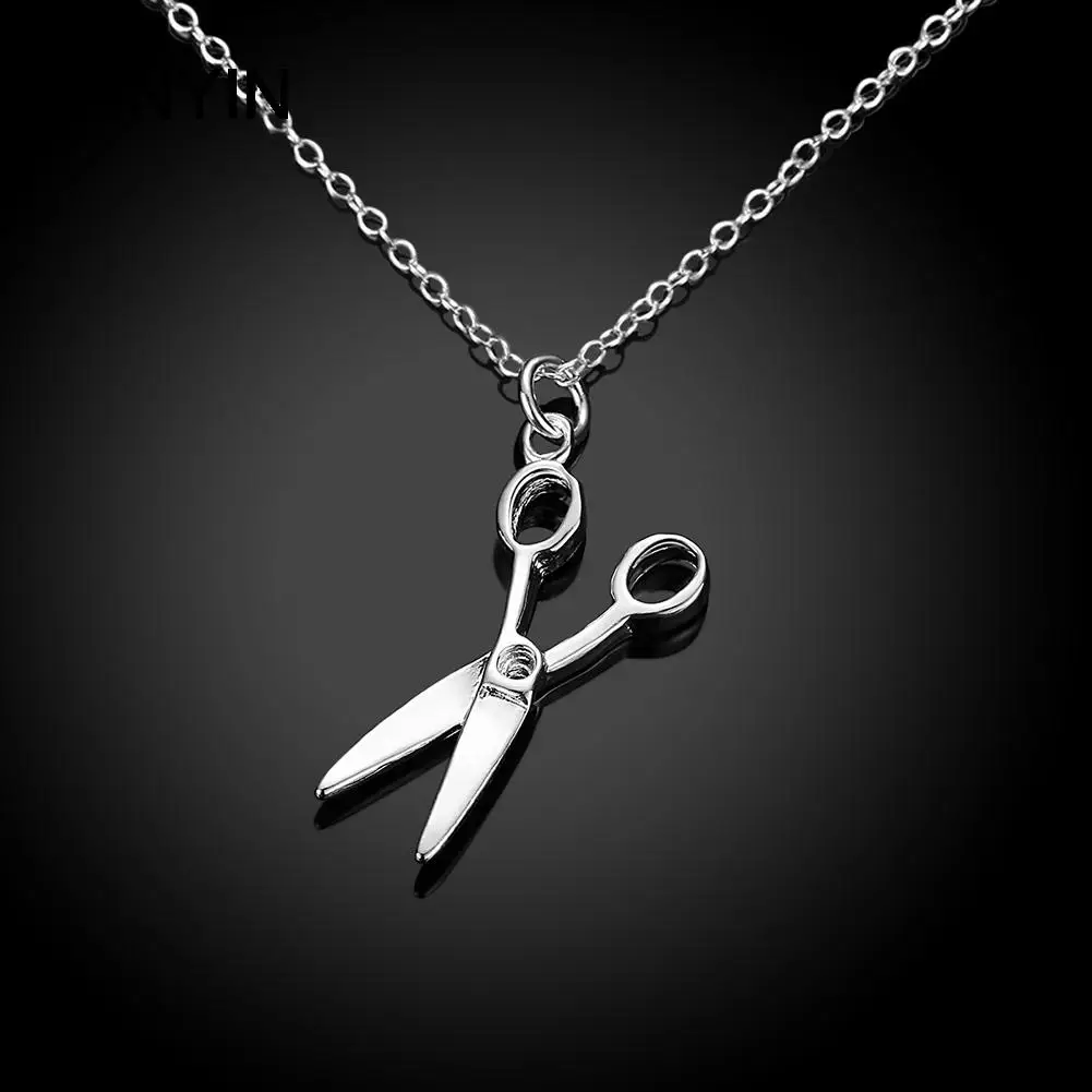 Plated Silver Fashion Jewelry Pendant Necklace, Plated Silver Necklace Scissors Pendant Necklace KDP102 dqgm muwp