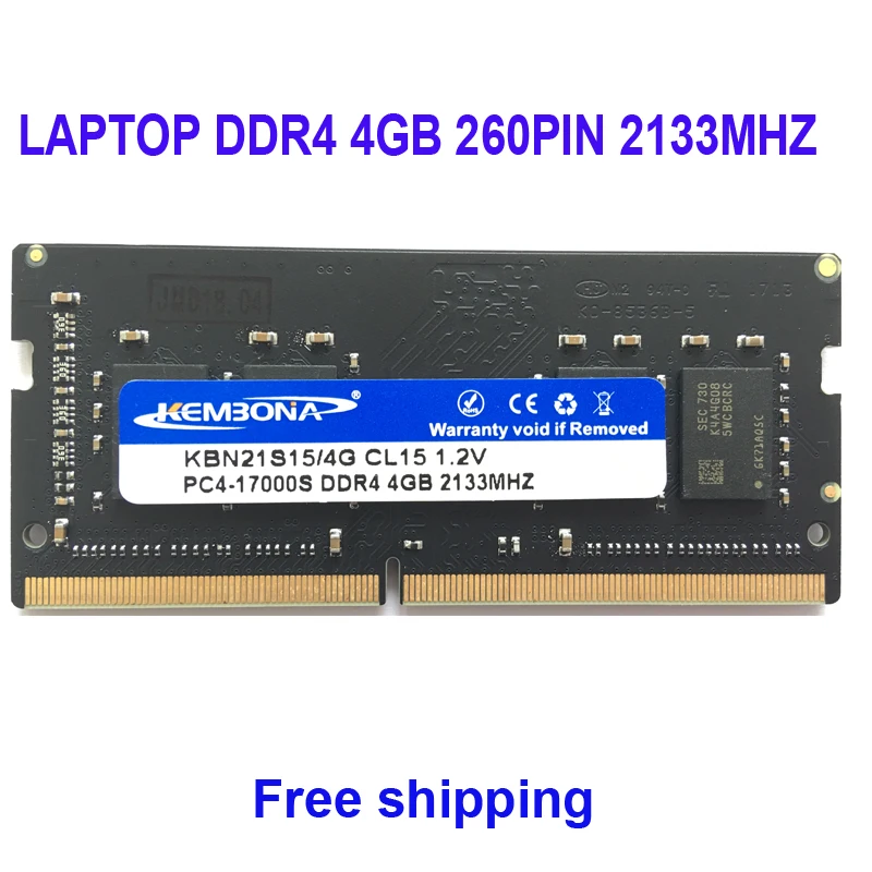 Kembona NOTEBOOK SODIMM RAM MEMORY LAPTOP  DDR4 4GB 4G 2133mhz Low Voltage 1.2V 260Pin 2666MHZ