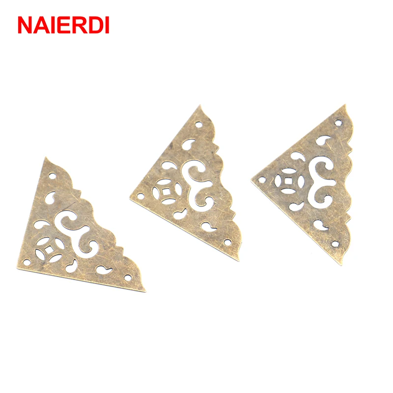 10PCS NAIERDI Jewelry Box Corner Protector Bronze Decorative Corner Bracket Antique Book Frame Accessories Furniture Hardware