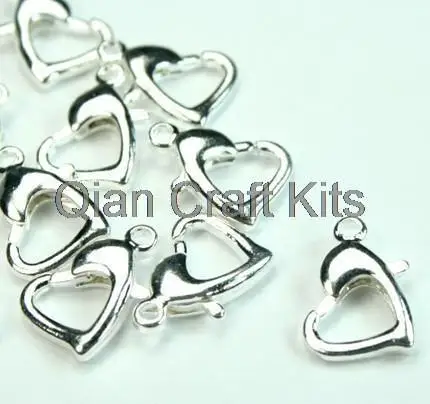 200pcs Heart Lobster Clasp 12mm Mix Color Over Zinc Alloy Silver,Brass or Gold Tone Lead and Nickle Free You Pick Color