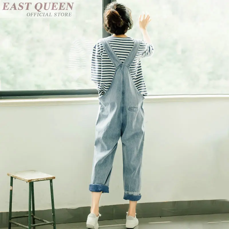 Women jumpsuits 2018 denim solid hole jeans overalls for woman elegant ankle-length pants office jumpsuit rompers DD596 L