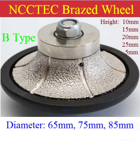 B Type shape [85mm*15mm/20mm/25mm Round Over] Diamond vacuum Brazed hand profile shaping wheel Granite ROUTER BIT