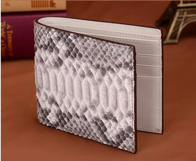 100%  Genuine/Real python skin leather bifold  wallets and purse  Men/Women + Luxury quality men wallet beige black moeny case