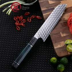 Handmade Kitchen Knife 110 Layers Damascus Steel Premium Santoku Kitchen Knives Japanese Style Knife with Gift Box Grandsharp