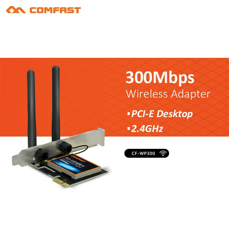 

PCI-E Desktop Built-in Wireless Adapter 300Mbps Computer Host WIFI Receiver 2.4G Game Network Card 2*3dBi High Gain Antennas