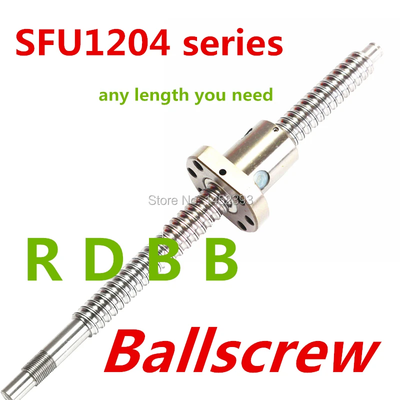 

Free shipping 1pc Ball screw SFU1204 800mm+ 1pc RM1204 Ballscrew Ball nut with standard processing for BK/BF10