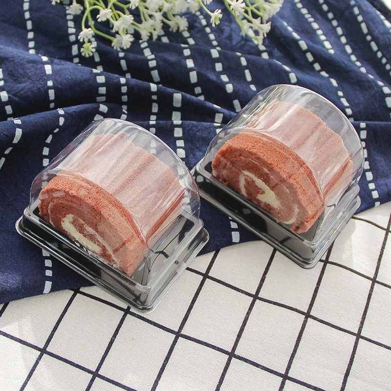 Swiss Roll Transparent Case for Cake Wrapping, Disposable Doggy Bag, Bakeware Tools, Western Dessert Container, Pastry Package