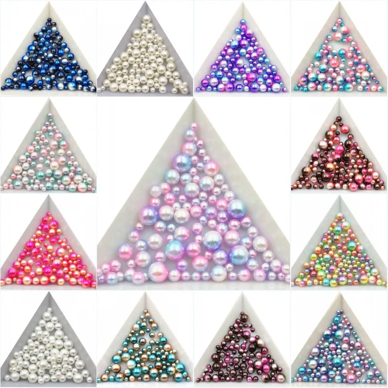 3/4/5/6/8mm About 200pcs Random Mix No Hole Imitation Pearls Round Loose Beads Garment Handmade DIY for Jewelry Making /Nail Art