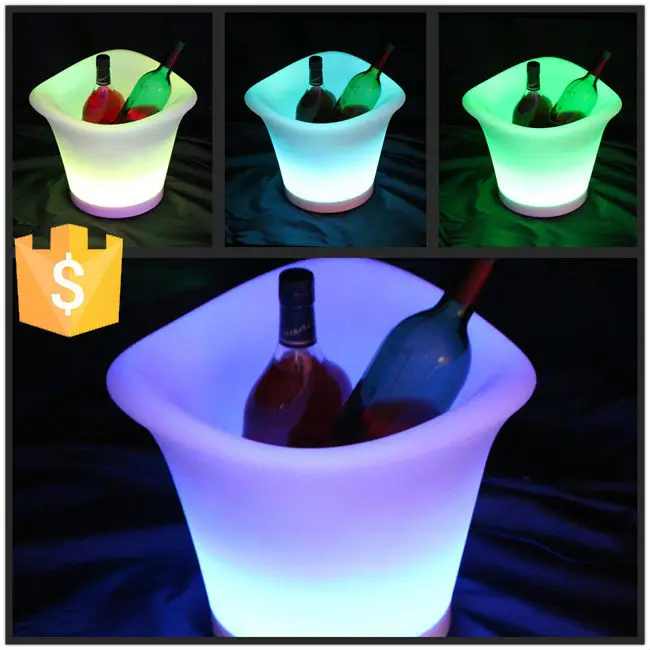 16 color changing luminous plastic beer rechargeable led ice bucket Illumianted waterproof IP65 wine cooler 12pcs/Lot