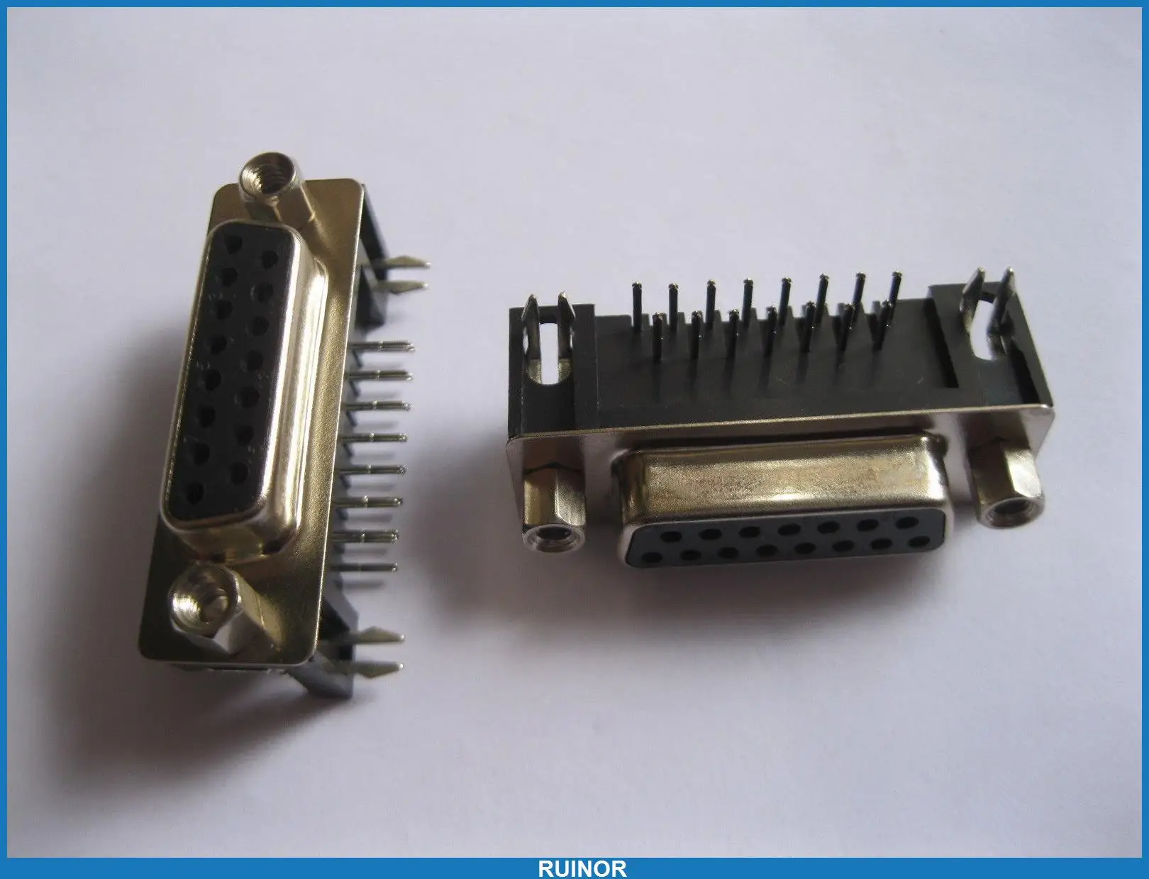 10 Pcs D Sub 15 Pin Female Connector Right Angle 2 Rows