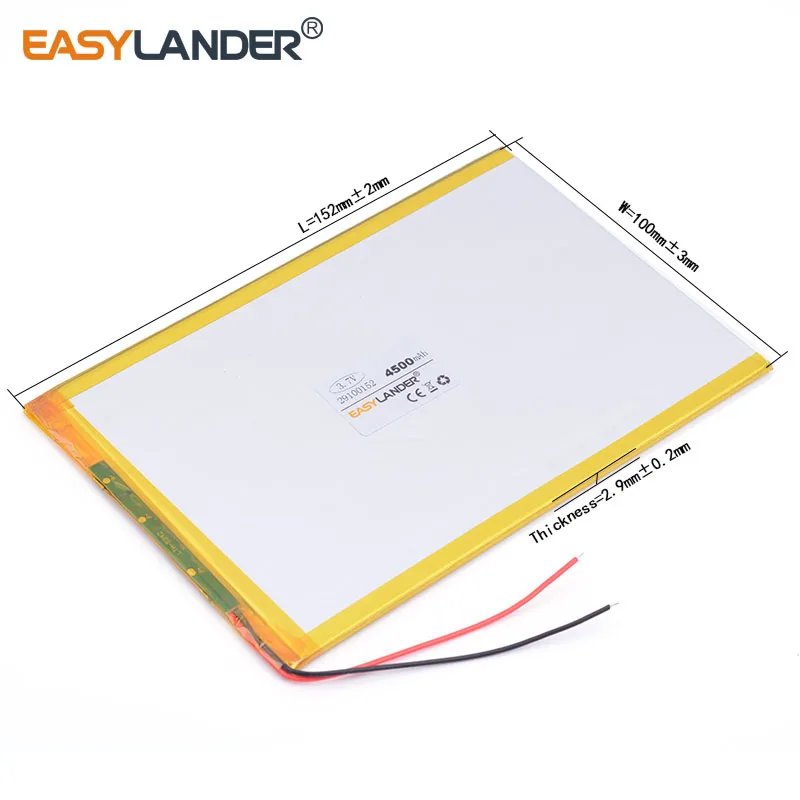 Bateria de polímero de lítio/li-íon 3.7v, 4500mah 29100152 para tablet pc bateria de telefone celular alto-falante ipaq