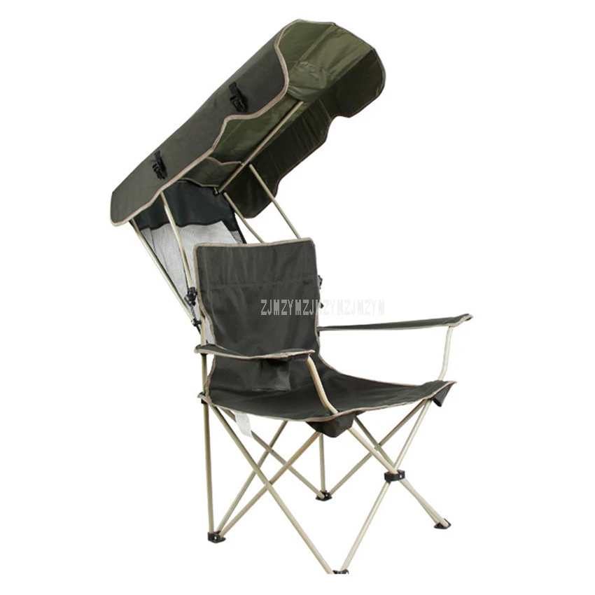 

Portable Folding Fishing Chair With Sunshade Oxford Fabric Steel Tube Beach Chair Backrest Foldable Picnic Camping Outdoor Chair