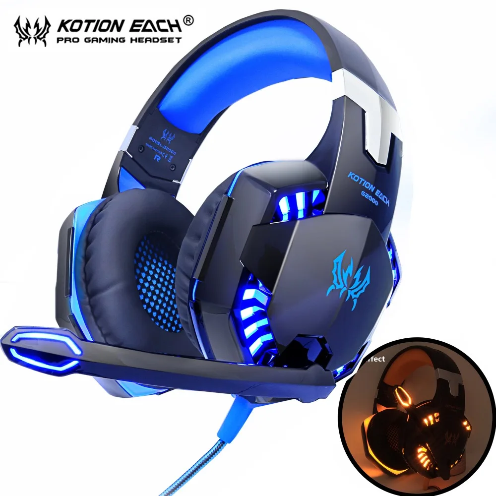 KOTION ogni cuffie da gioco cuffie bassi profondi Stereo cablato gamer microfono auricolare con retroilluminazione per telefono PS4 PC Laptop