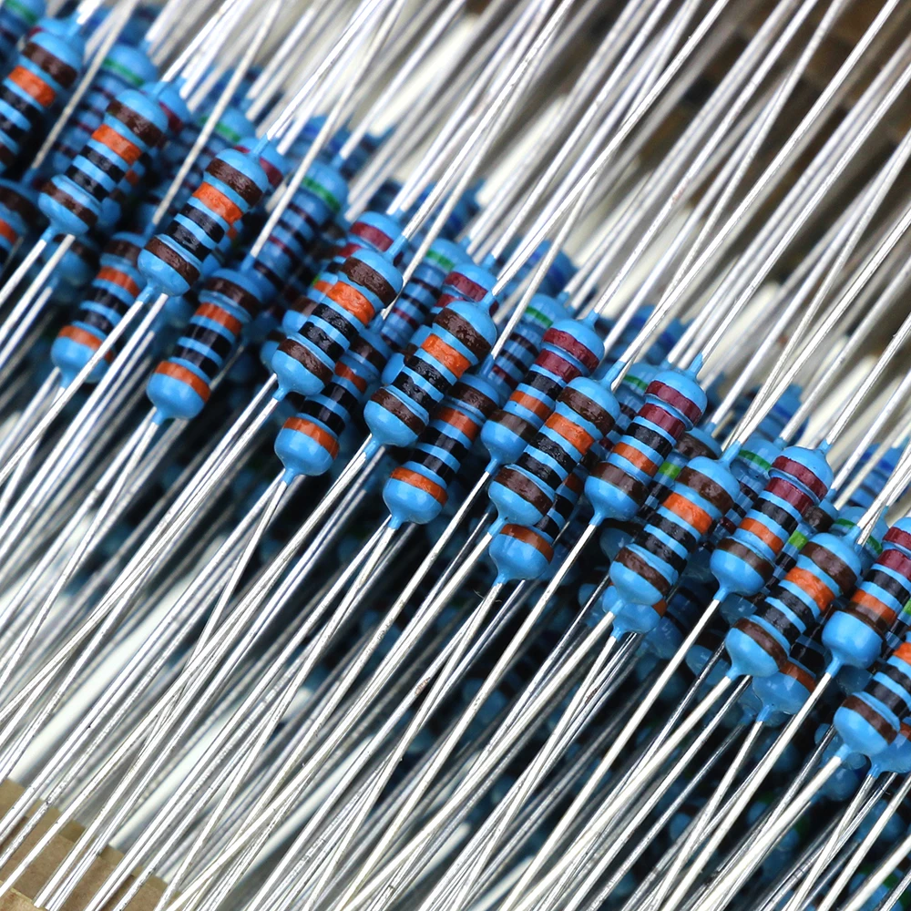 100PCS/Set 1/4W Resistance 1% Metal Film Resistor Pack Assorted Kit 1K 2K 4.7K 10K 100K 220K 220ohm 330ohm 680ohm 1M Resistors