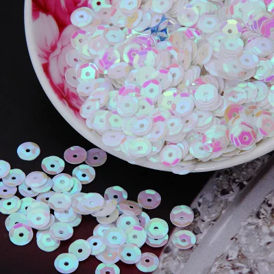 50g(1650pcs)  8mm Cup AB Colors Sequin Round Paillettes Sewing Wedding Craft White AB Spangles