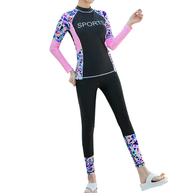 Sexy Rash Guards Women Swimsuit Female Long Sleeve Swimwear Diving Suit Longt Pant maillot de bia Bodysuit Surf Rash Guard