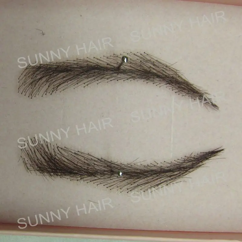 

0115 hand made human hairr hand knot fake eyebrow black 1B