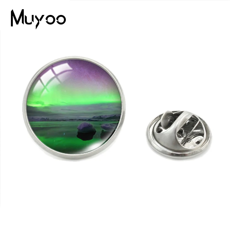 Green Northern Lights Jewelry Pins, Northern Light Jewelry, Light Aurora Lapel Pin Handmade Stainless Steel Collar Pins