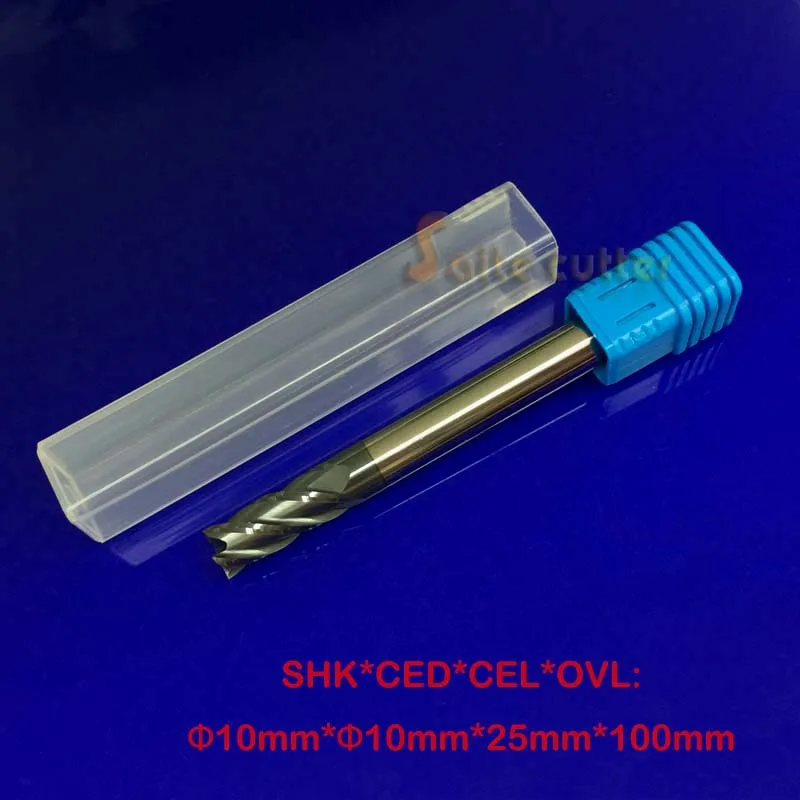 

1PC 4f Four flutes HRC55 extra long shank length 100mm tungsten carbide end mill bit CNC milling cutter 10*10*25mm Lengthen