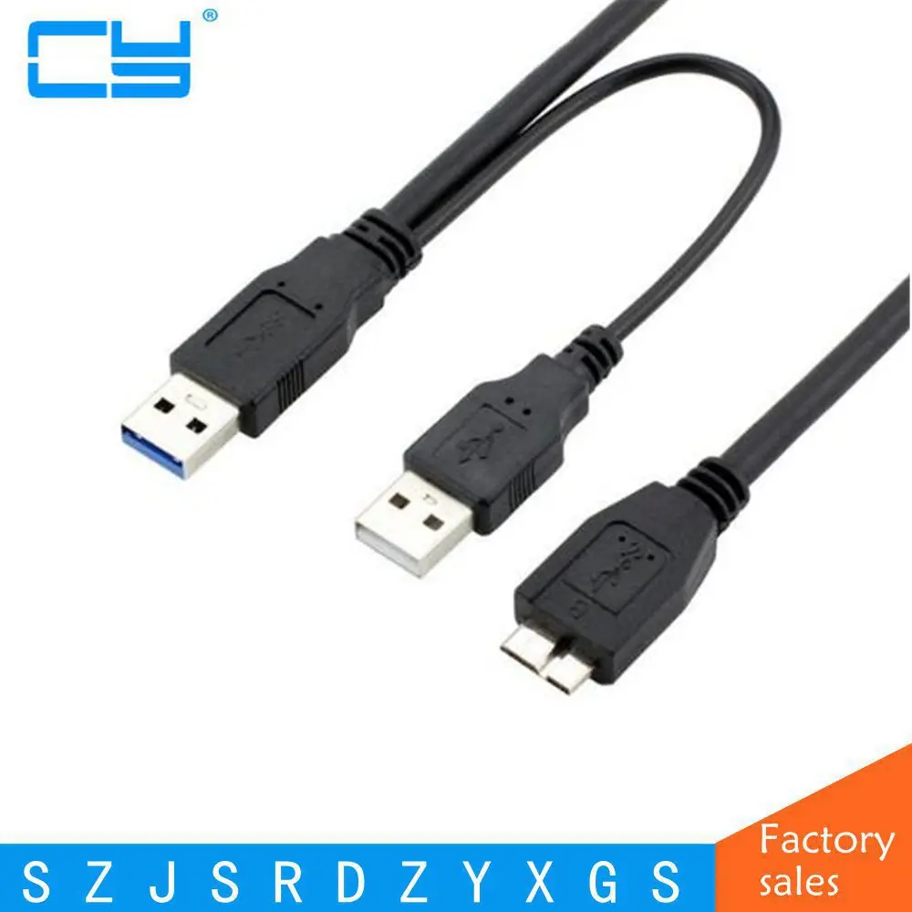 Новое поступление USB 3.0 A Y USB 2.0 штекер Micro B Кабель питания для передачи данных для мобильного жесткого диска Mobile HDD SSD 60 см