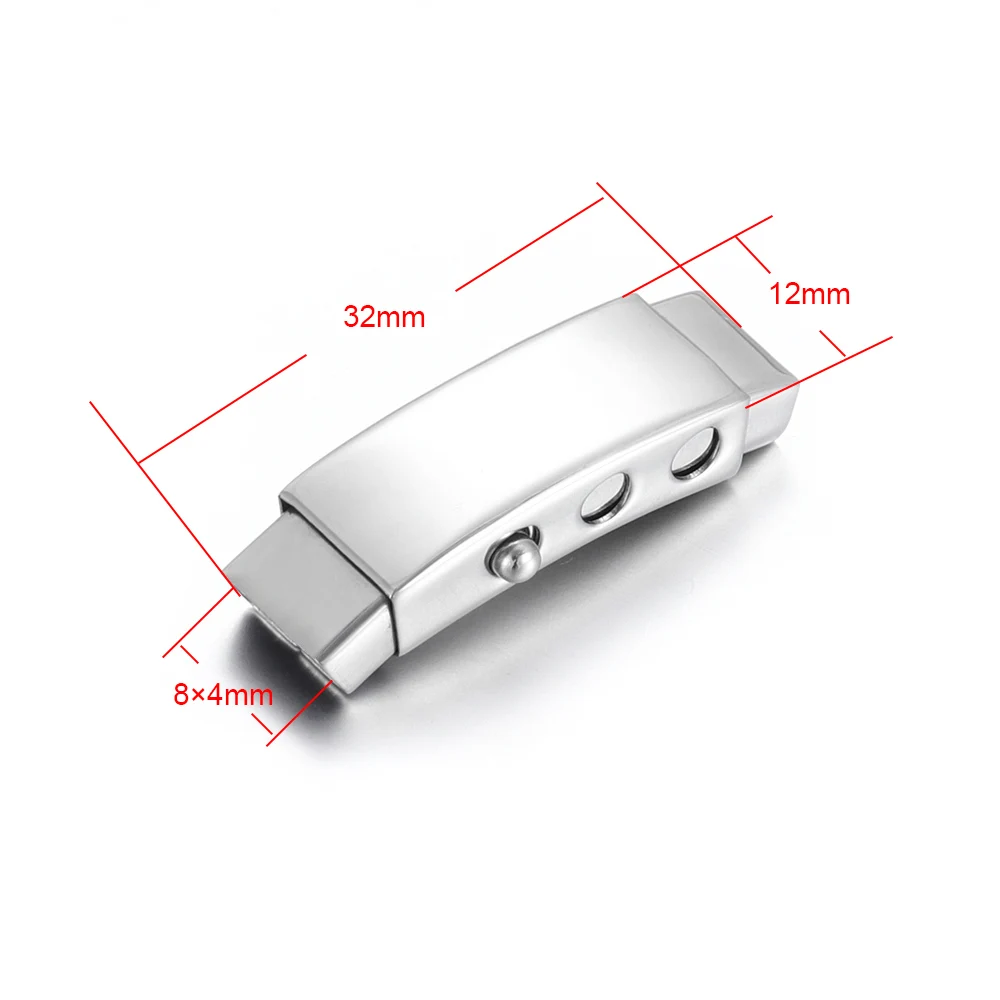 Stainless Steel Bayonet Clasp Hole 8*4mm Adjustable Curved Tube Leather Cord Clasps DIY Bracelet Jewelry Making Supplies