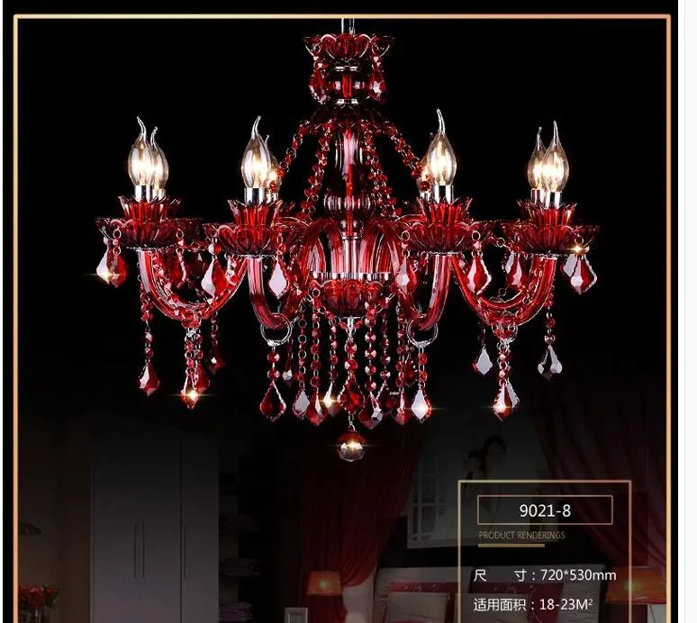 European Modern Red K9 Crystal Chandelier Lustre Crystal Chandeliers Light Lustres De Cristal Chandelier LED AC Villa RED Lamp