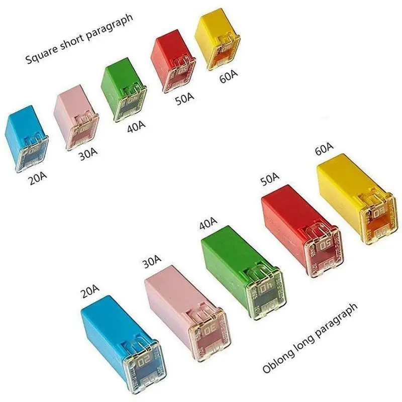 Useful 10 Pc Car Fuse FMX Female Maxi Fuse Assortment LOW and TALL/STD Shaped Assortment Fuse 20A 30A 40A 50A 60A