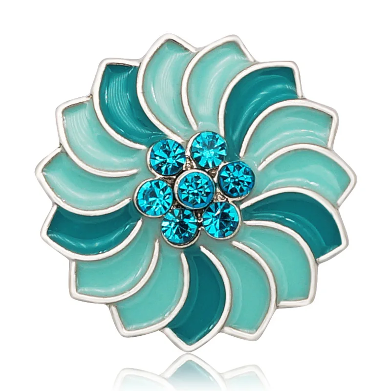 New KZ3052 Beauty Charm Rotation Colorful Flowers 18MM Metal snap buttons for DIY snap jewelry wholesale