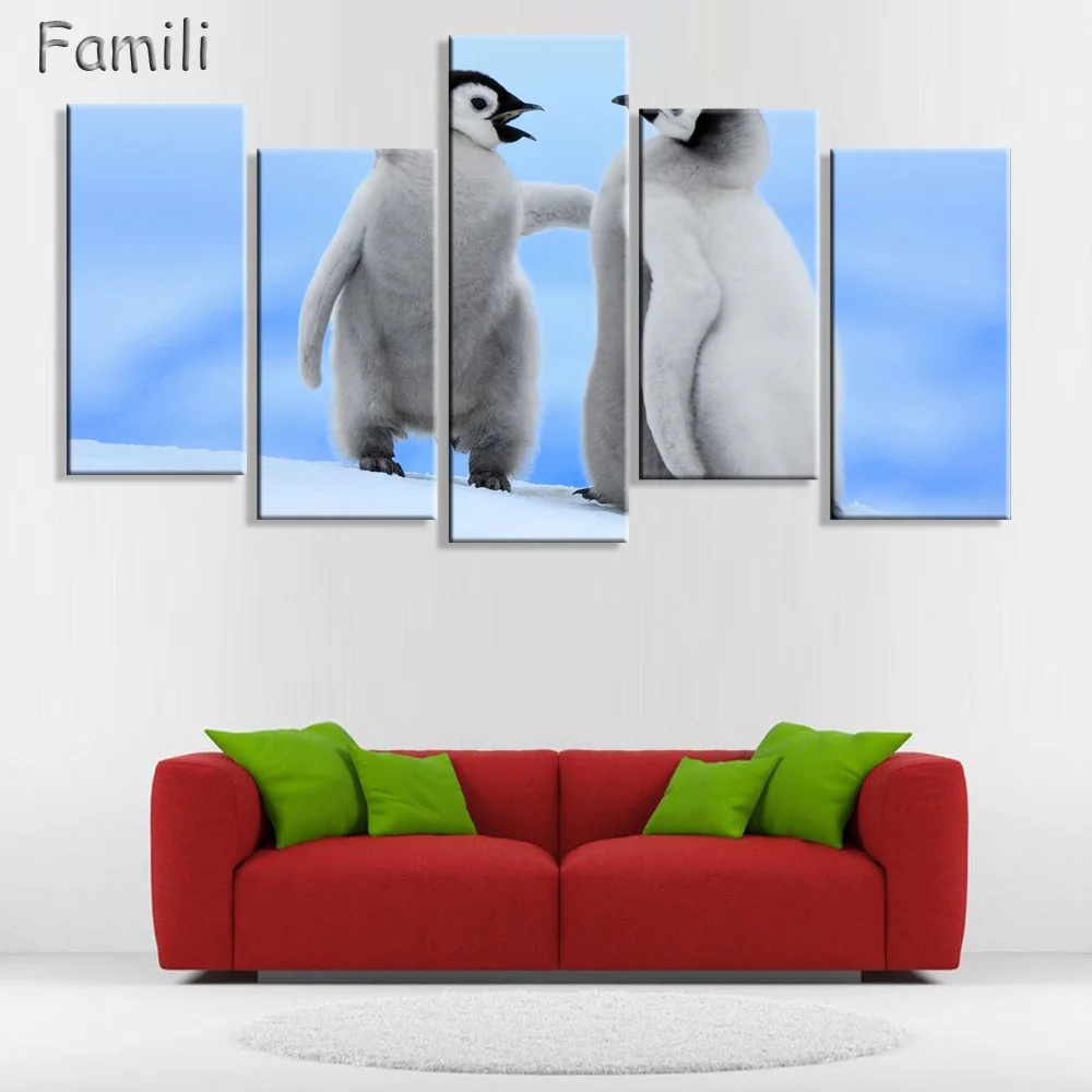 

5pcs Nordic Minimalist Wall Art Penguins Animals Canvas Painting Posters And Prints Living Room Kids Decor Canvas Pictures