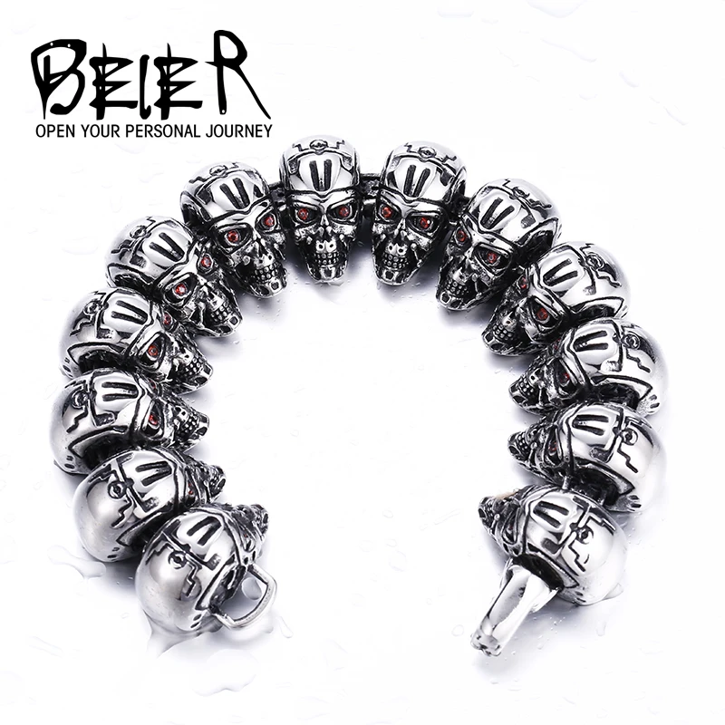 Beier 316L Stainless Steel bracelet punk skull Bracelet For Biker Man Unique Design Jewelry Bracelet For Boy LLBC8-011