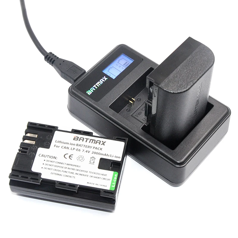 4 pces de alta capacidade LP-E6 lp e6 lpe6 bateria akku + lcd carregador duplo para canon eos 5d2 5ds r mark ii 2 iii 6d 60d 7d 7d 7d
