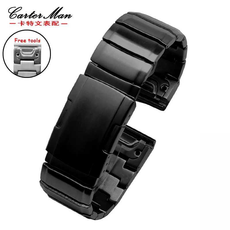 Szybkozłączka ze stali nierdzewnej watchband dla Fenix 5s 5 5X inteligentny zegarek bransoletka 20mm 22mm 26mm czarny srebrny zegarek pasek