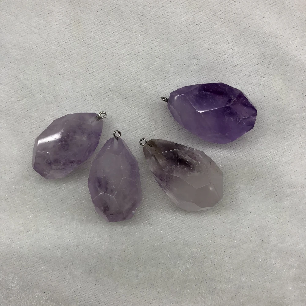 

Wholesale10pcs Faceted Amethyst Quartz Drop Pendant,For Gem Stone Jewelry Necklace,Approx 45mm