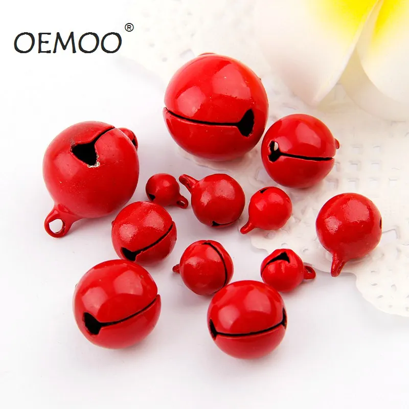 Red Metal Jingle Bells, Loose Beads, Festival Party Decoration, Decorações De Árvore De Natal, DIY Crafts Acessórios, 8mm, 10mm, 12mm