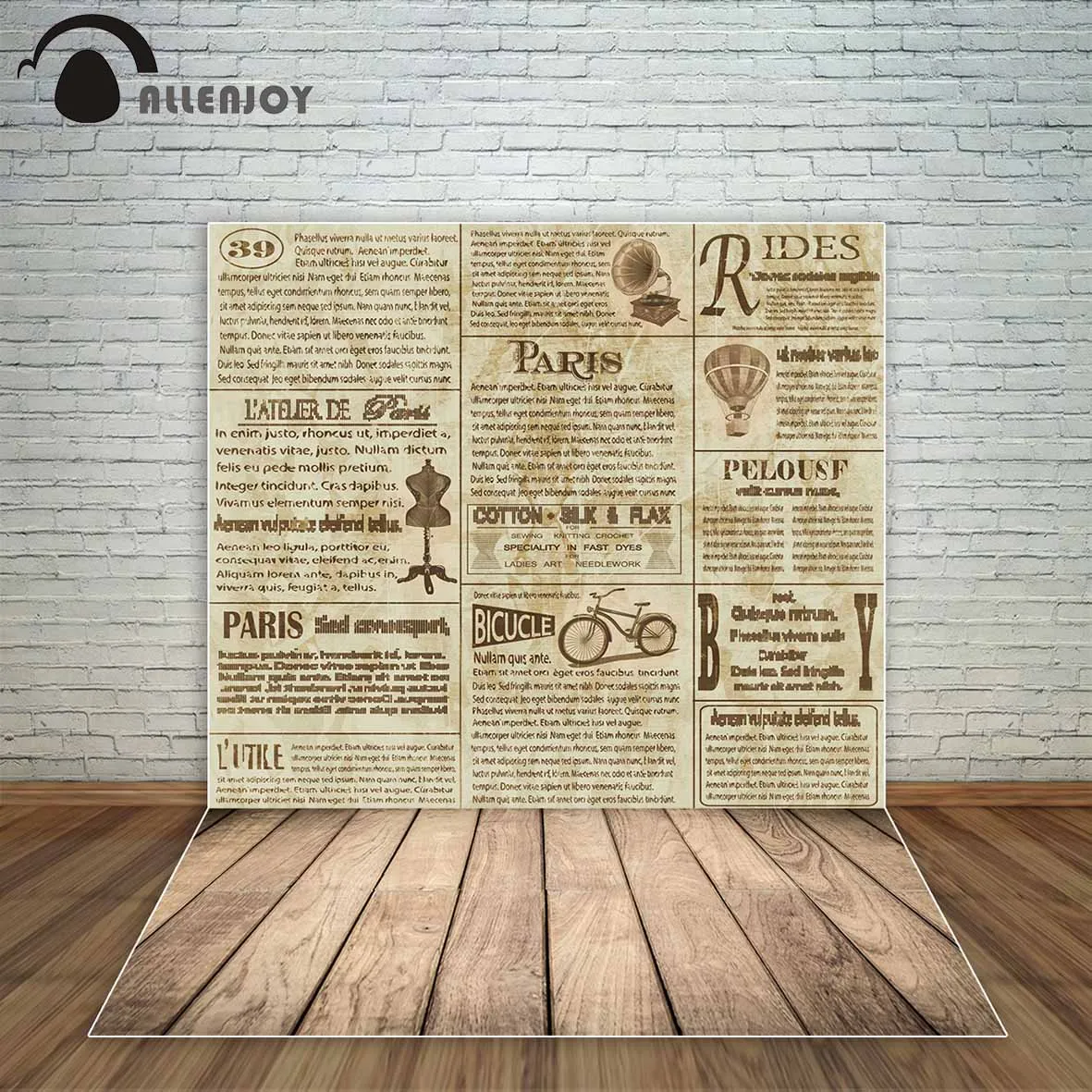 

Allenjoy Old newspaper style vintage retro background with wooden floor cool backdrop fund decorations photographic professional