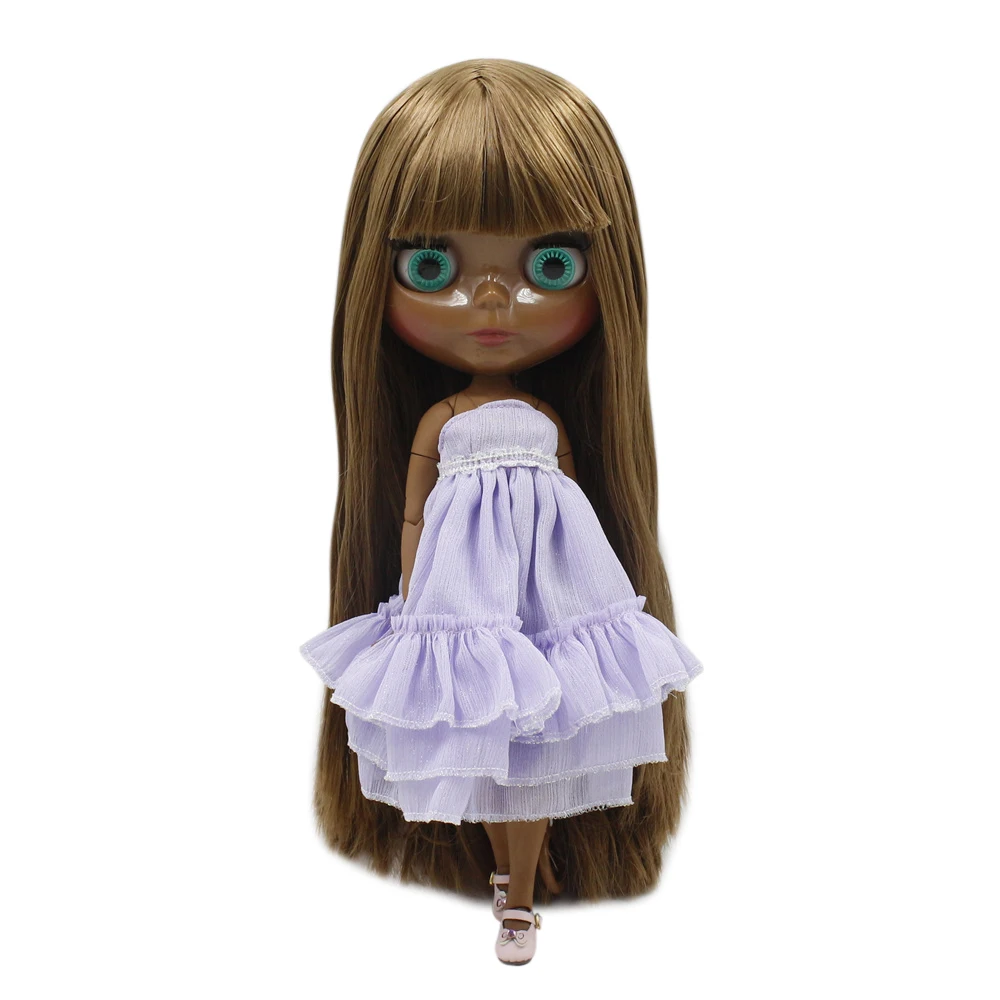 ICY DBS Blyth bjd dolls super black skin tone darkest skin Wild soft straight hair joint body 280BL0444