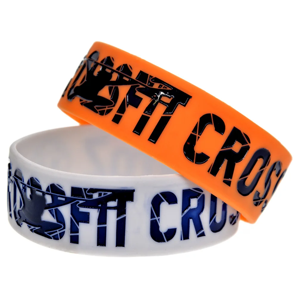 25 Pcs Crossfit A to Z Silicone Rubber Wristband One Inch Wide Sport Gift Bangle 2 Colors