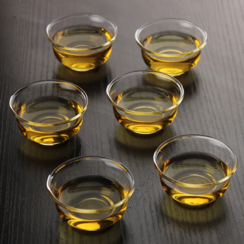 Chinese Teasets Glass Magnolia Cup, Small Teacup, Heat-resistant, 30ml, Travel, 10 PCs/Lot