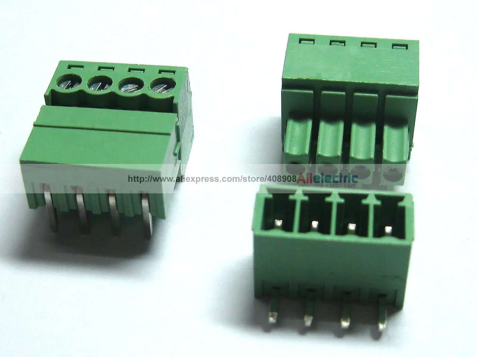 100 Pcs/lot  Screw Terminal Block Connector 3.81mm Angle 4 Pin Green Pluggable Type