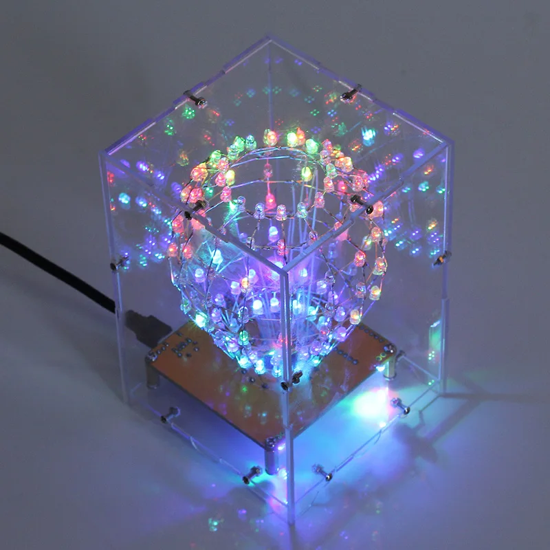 RGB LED Cubic Ball DIY Kit Colorful LED Light Cube Cubic Ball w/ Shell Creative Electronic Kit Remote Control DIY Night Lights