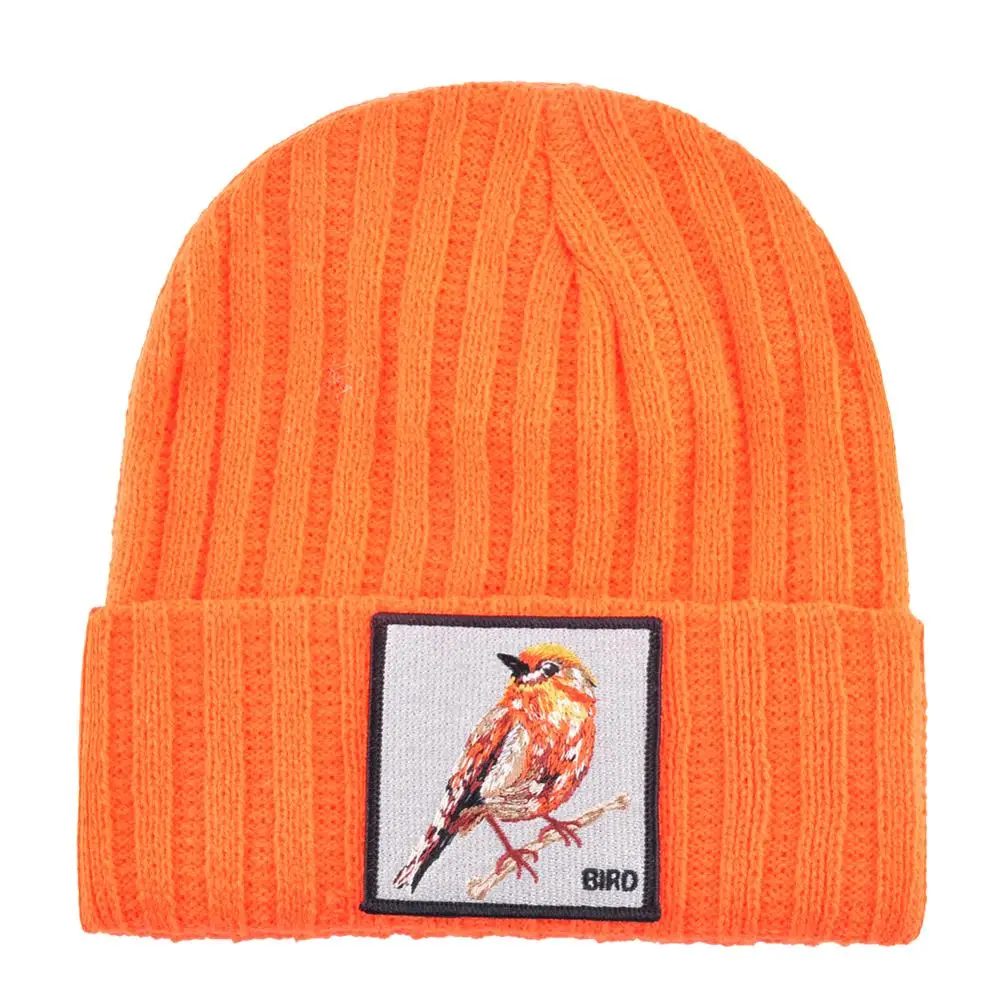 Hip Hop Skullies Beanie Men Women New Fashion Knitted Hats With Bird Patch Winter Warm Ski Cap Boys Girls Streetwear Kpop Bonnet