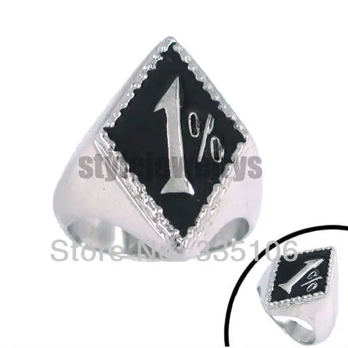 Fashion Black One Percent Biker Ring Stainless Steel Jewelry Classic 1% Motor Biker Men Ring SWR0063A