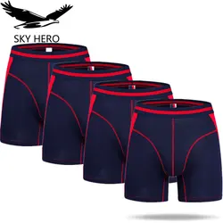 4pcs/Lot Long Boxershorts Underwear Men's Boxers Underpants Sexy Homme Calzoncillos Hombre Heren Male Panties Bamboo Man Cuecas