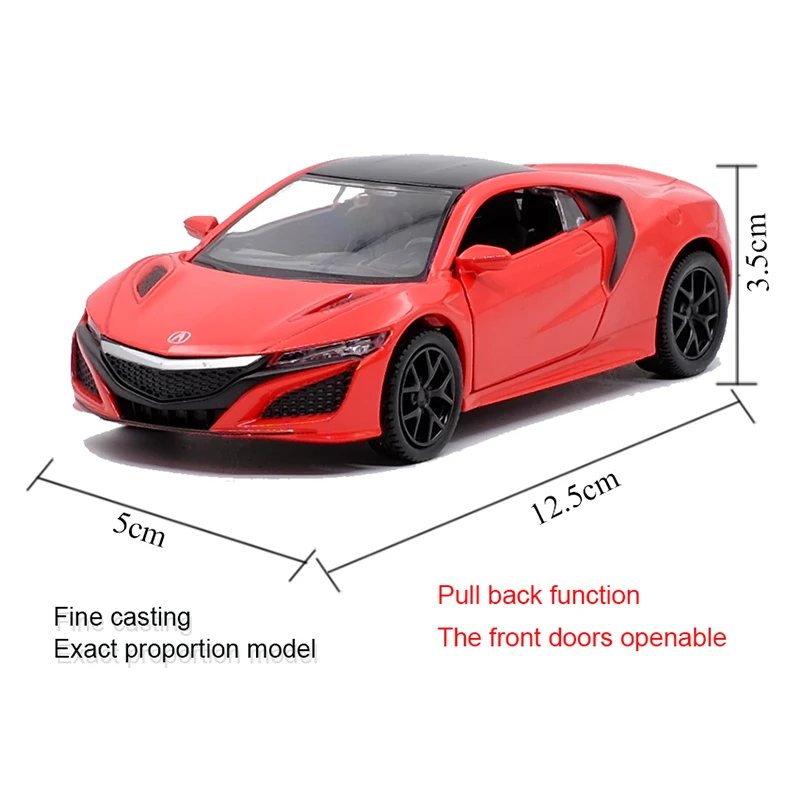 RMZ CITY 1:36 ACURA NSX 2017 Sports Car Alloy Diecast Car Model Toy With Pull Back For Children Gifts Toy Collection