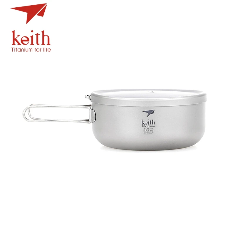 Keith Titanium Folding Bowls Lunch Box With Cover Outdoor Camping Cooking Bowl Cookware Travel Hiking Dinner Boxes 800ml 1L 1.2L