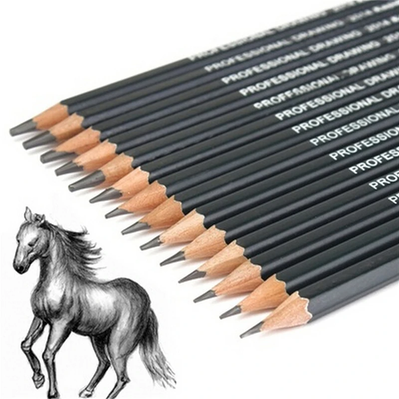 14pcs School Art Writing Supply Sketch and Drawing Pencil lapis Set HB 2B 6H 4H 2H 3B 4B 5B 6B 10B 12B 1B