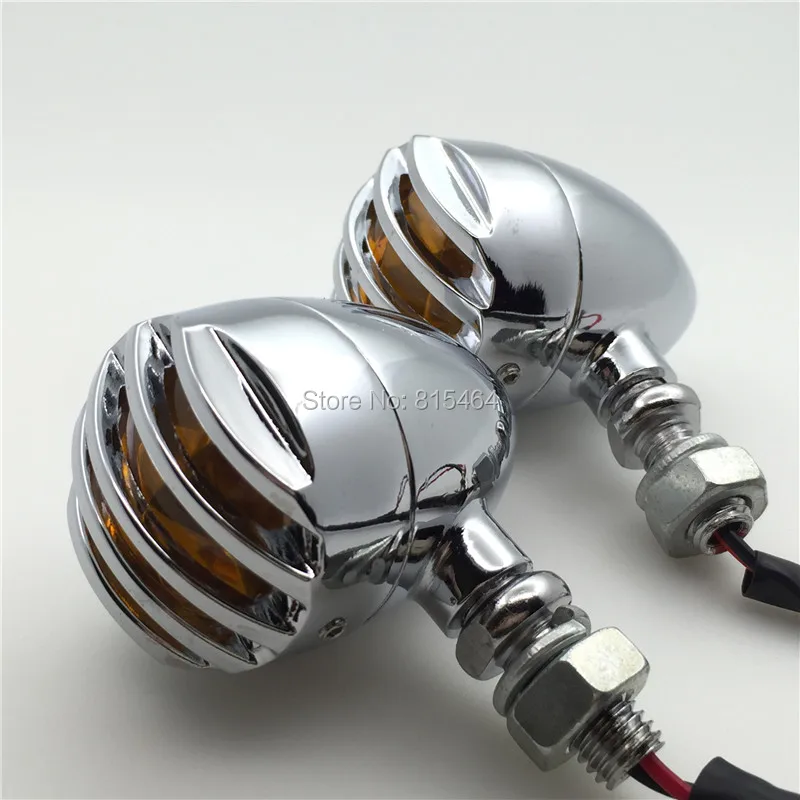 

Yecnecty 12V Bullet Motorcycle Turn Indicator Signal Light Chrome Motos Accessories Blinkers For Cafe Racer Harley Davidson